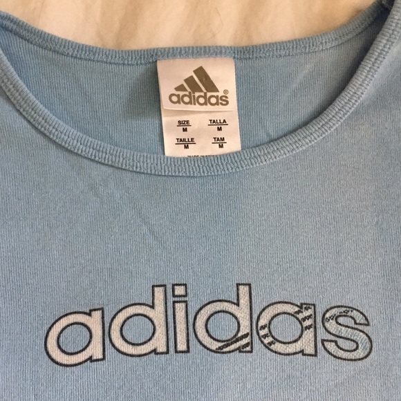 Vintage Pale Blue Adidas logo Graphic tee Crop top - Picture 7 of 8